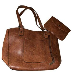montana west as new brown studded leather conceal and carry purse bag 5x10x12